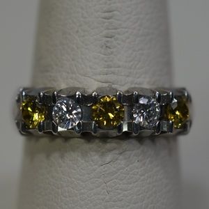14KW Gold Genuine Yellow & White Diamond Ring